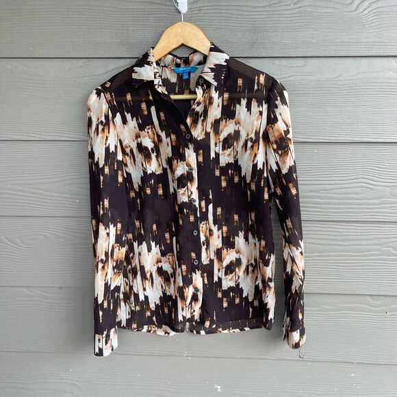 Derek Lam 4 DesigNation Rose Papaya Chiffon Dress Blouse - Picture 2 of 7